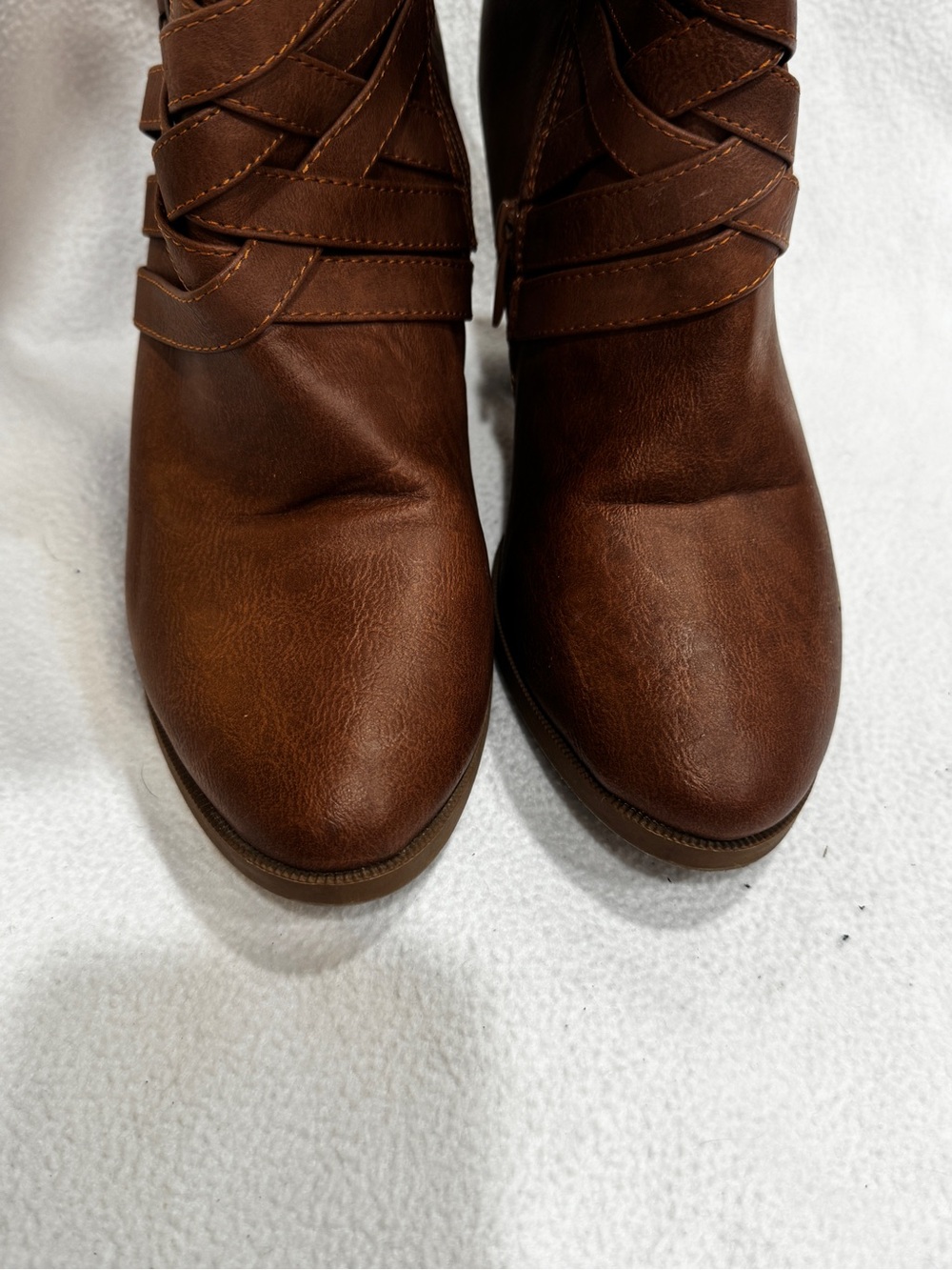 Brown Heeled Boots with Buckle Straps - Picture 6 of 10